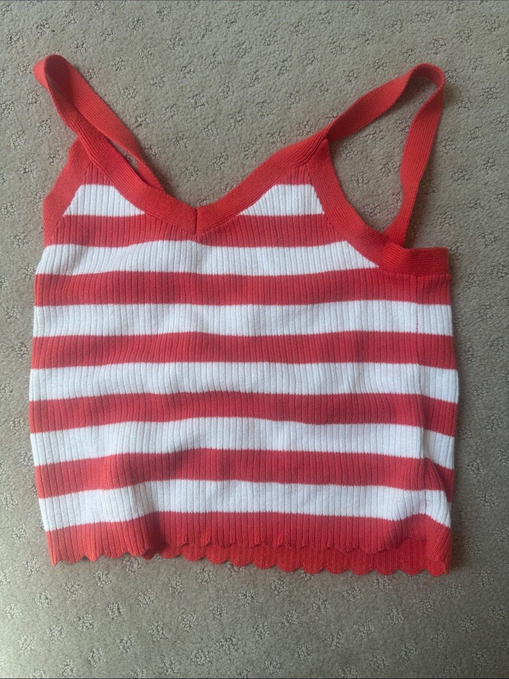 Universal Thread Red and White Striped Ribbed Crop Tank